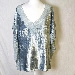 Soft Surroundings Blue Iris Crush Velvet Kimono